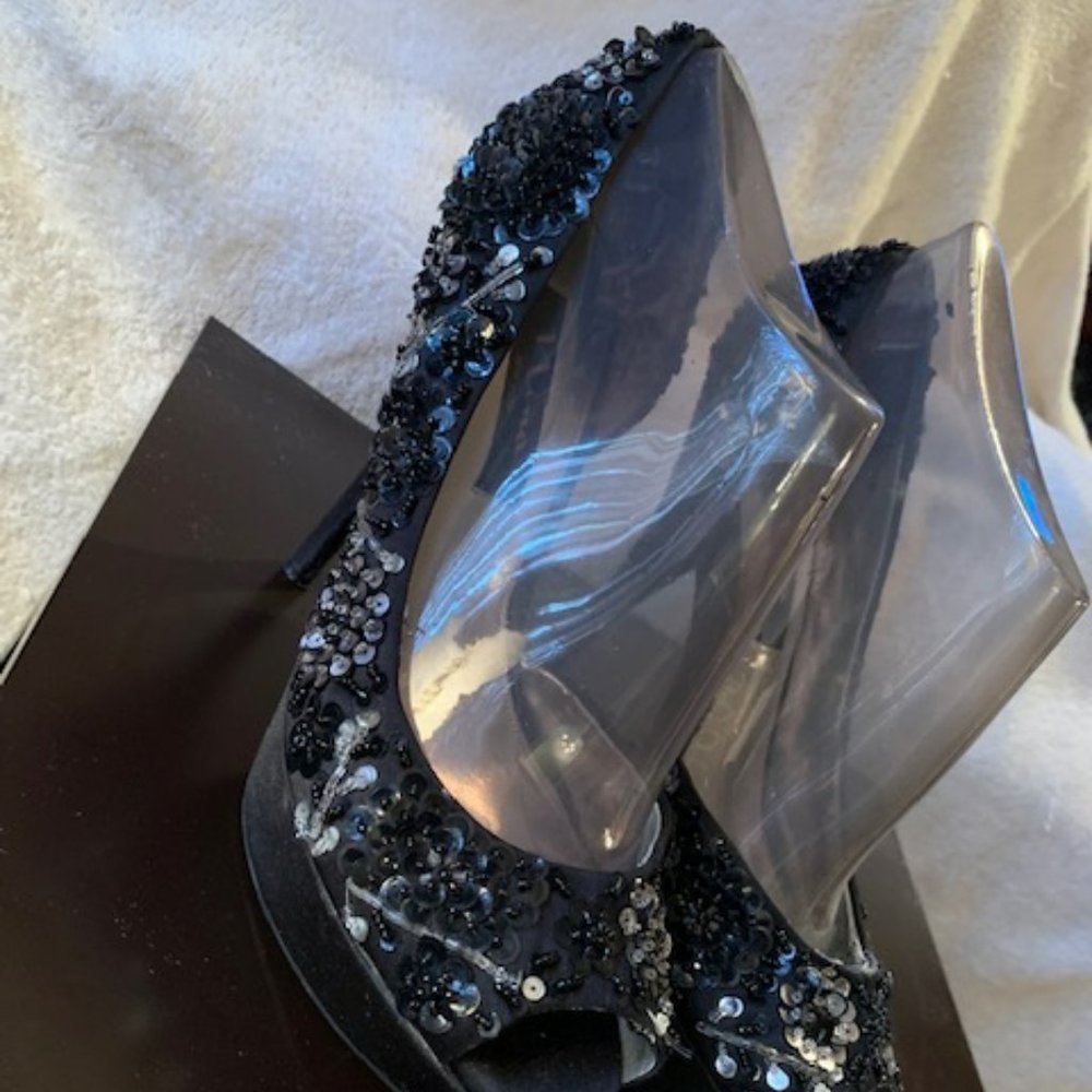 Women size 9M Black/Sequins /Satin 5 Inch High Heels